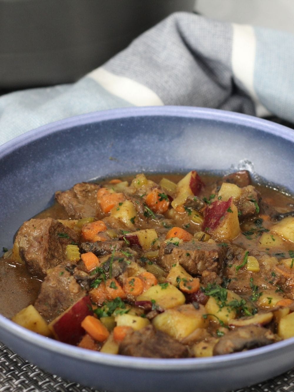 Flank Steak Stew served