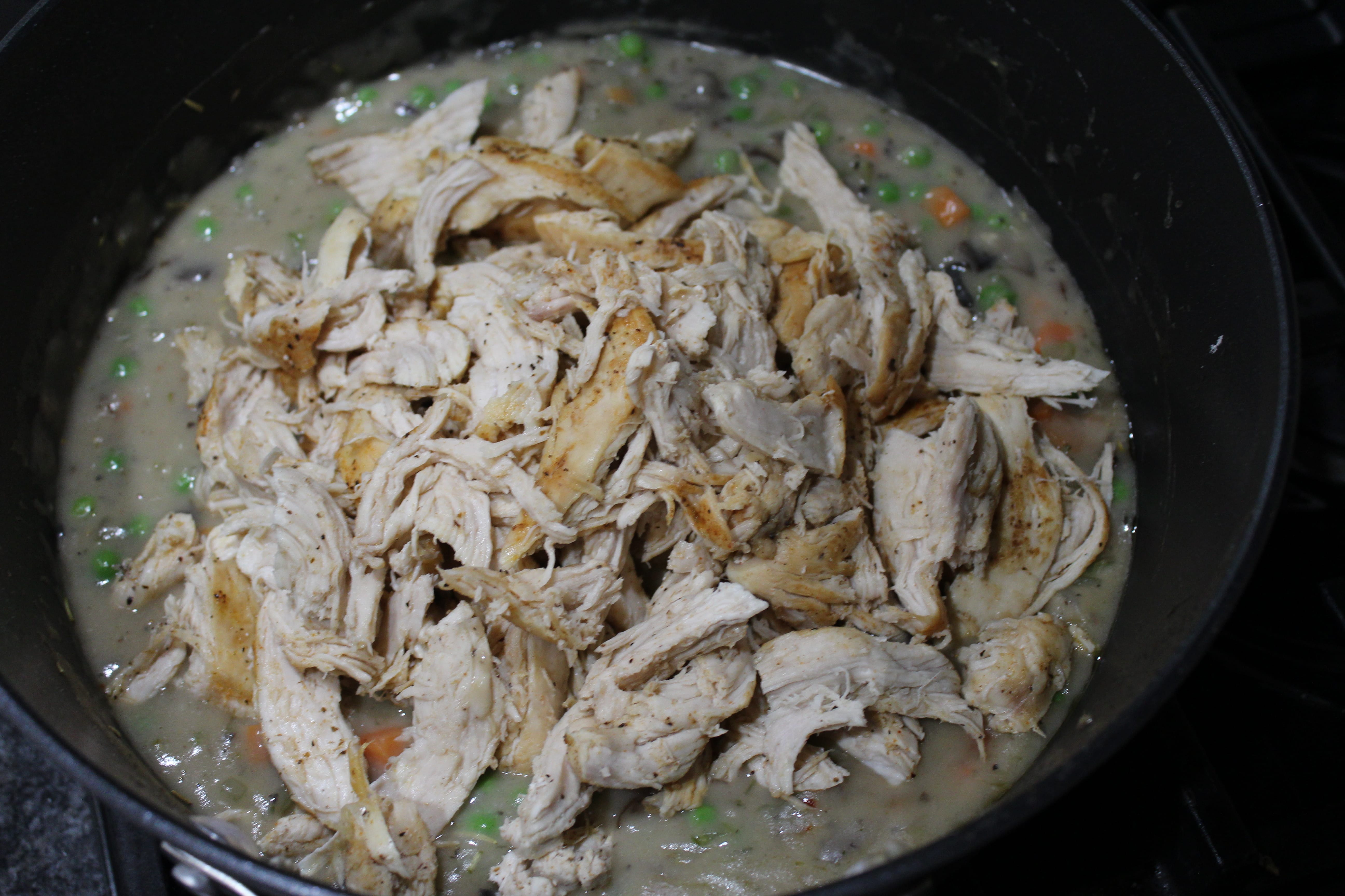Pot Pie mixture with shredded chicken