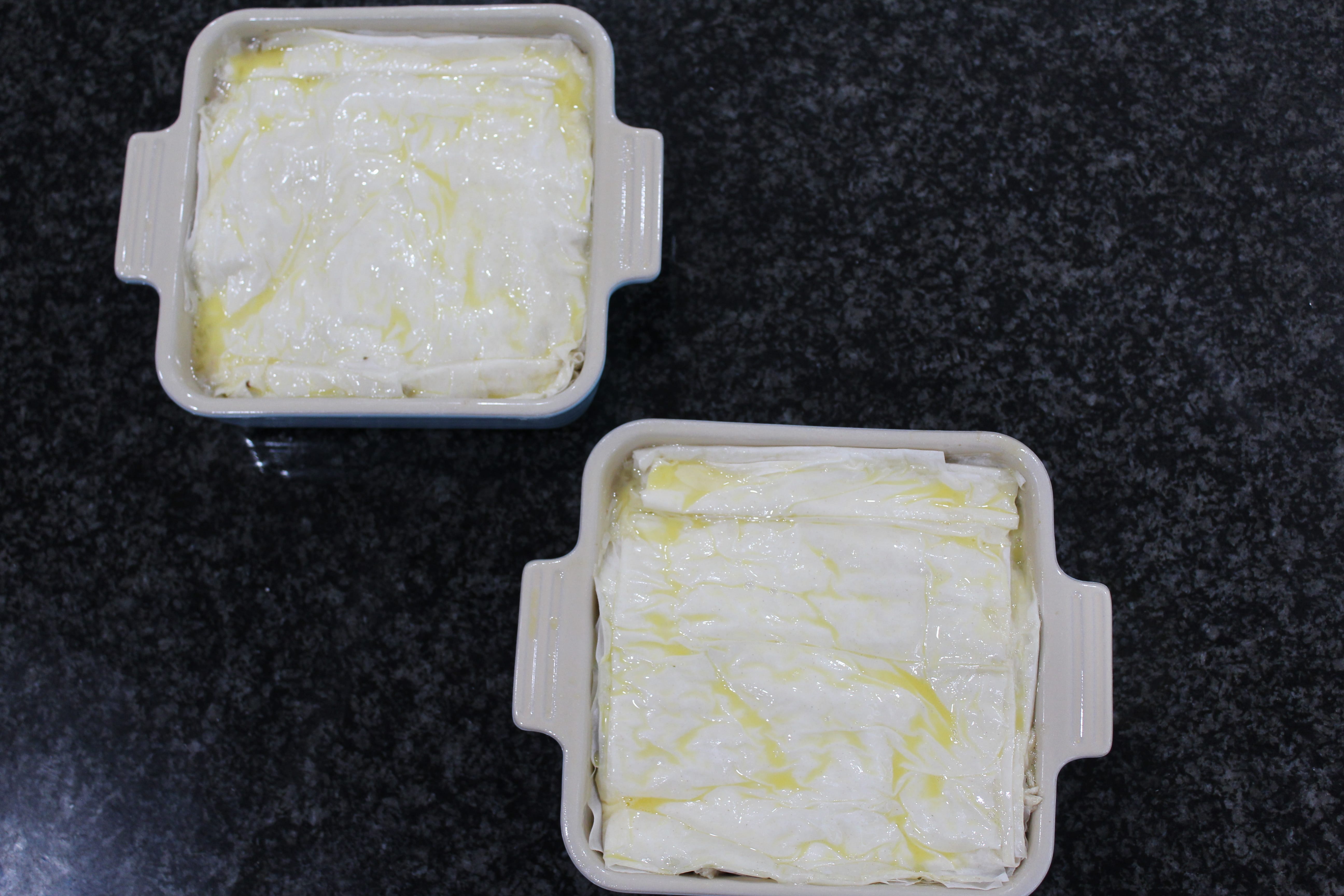 Pot pie mixture with phyllo dough
