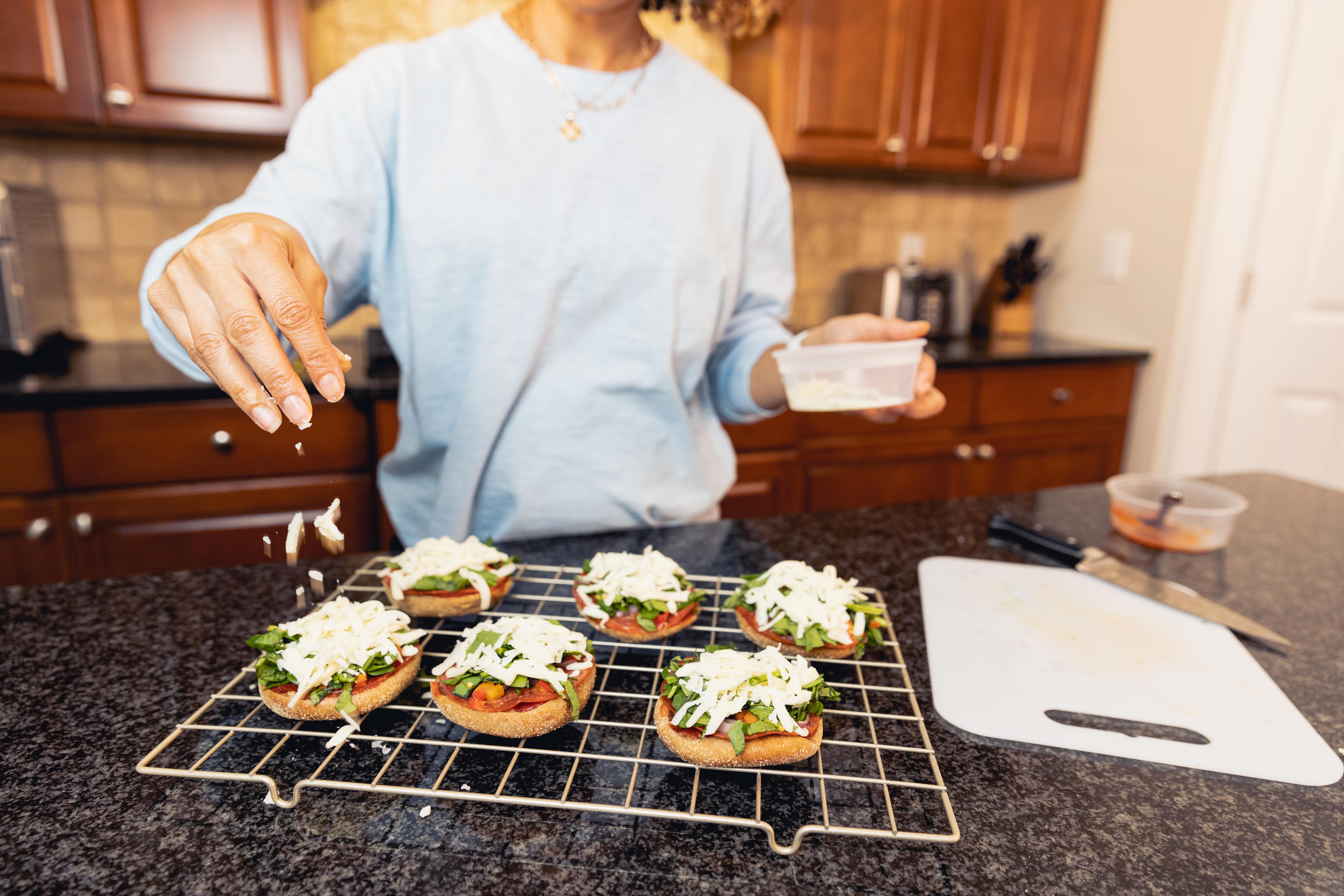 Making mini pizza bites