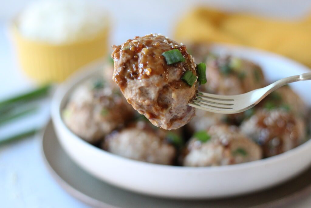 turkey meatball on fork