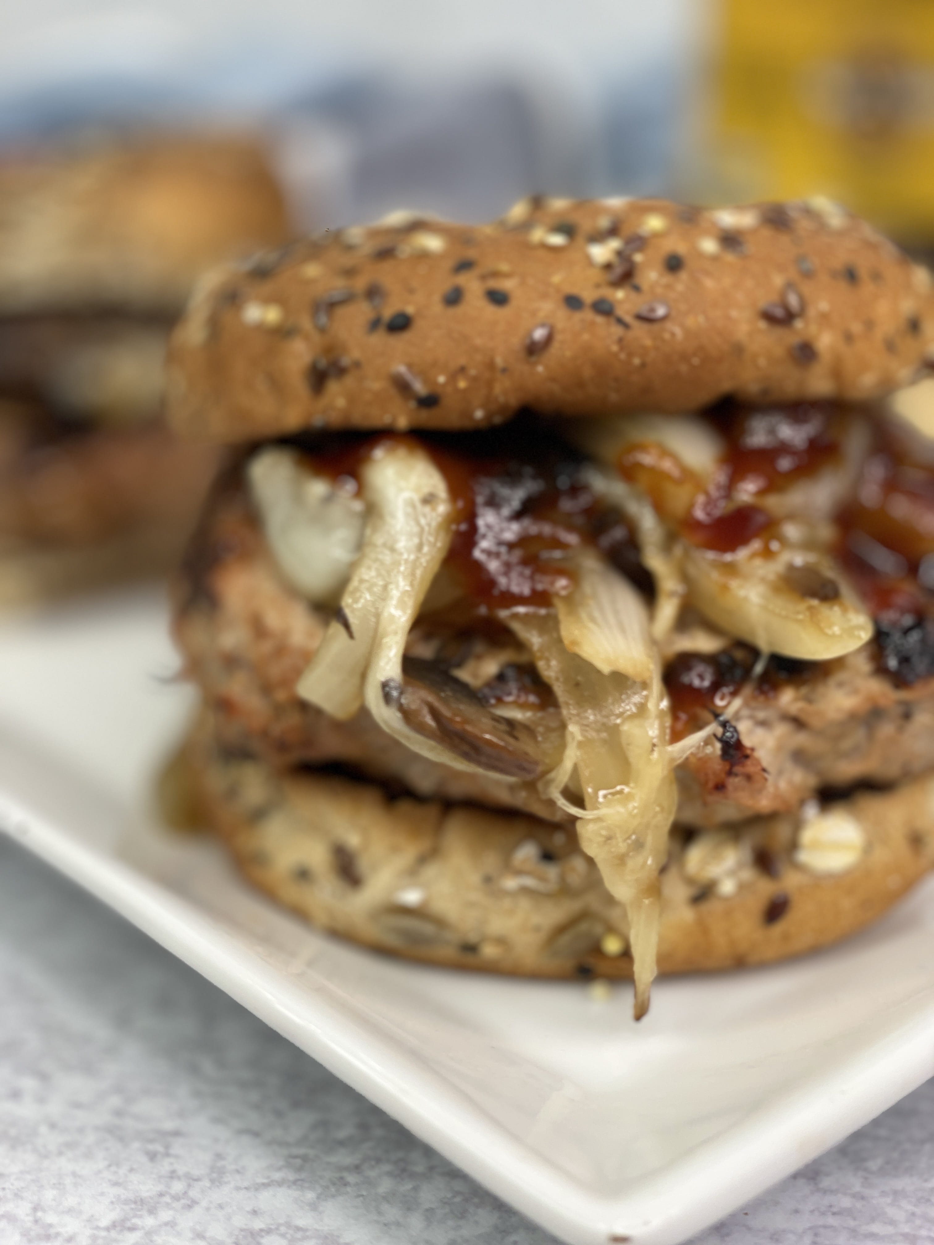 BBQ Turkey burger close up