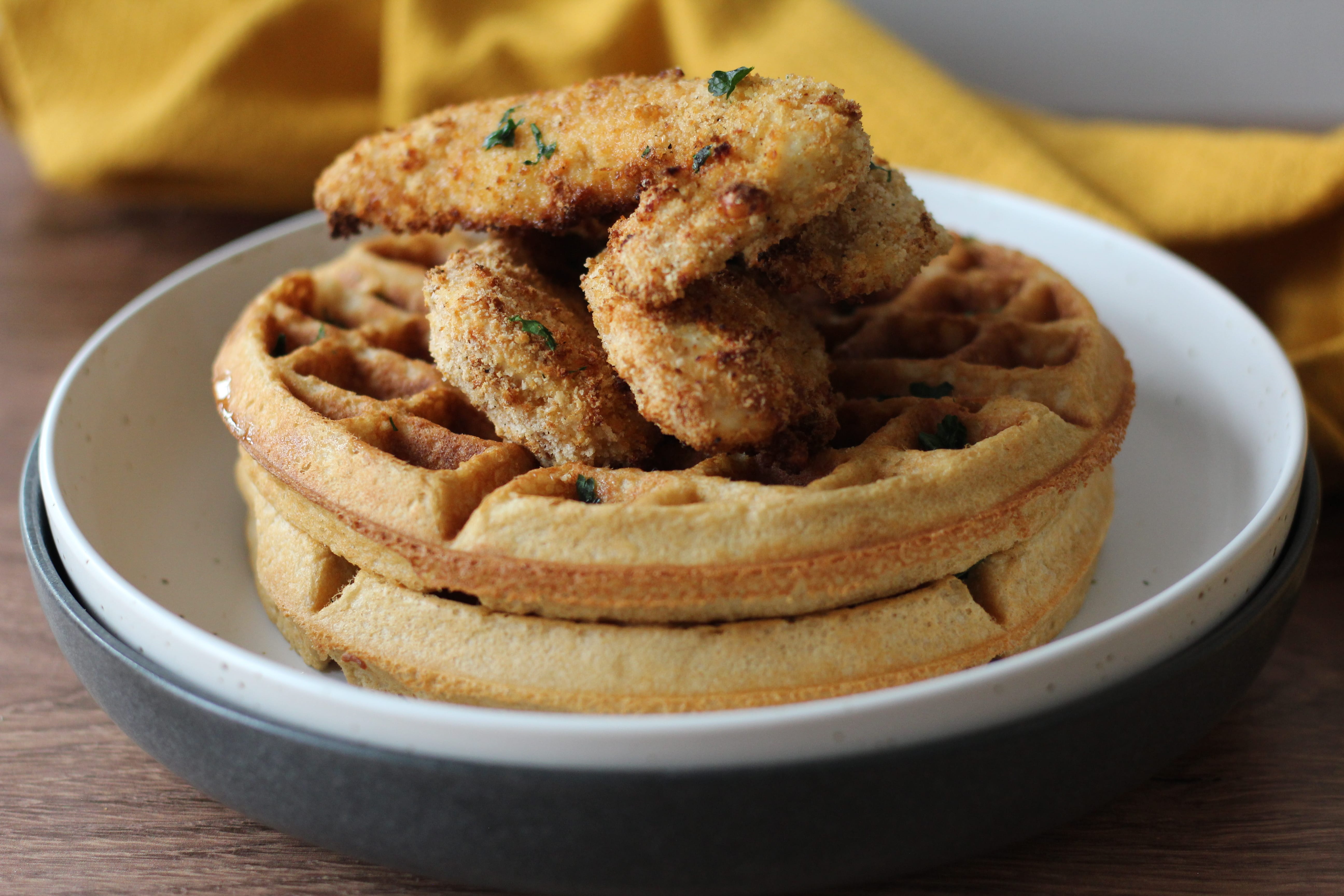 Chicken and waffles stack