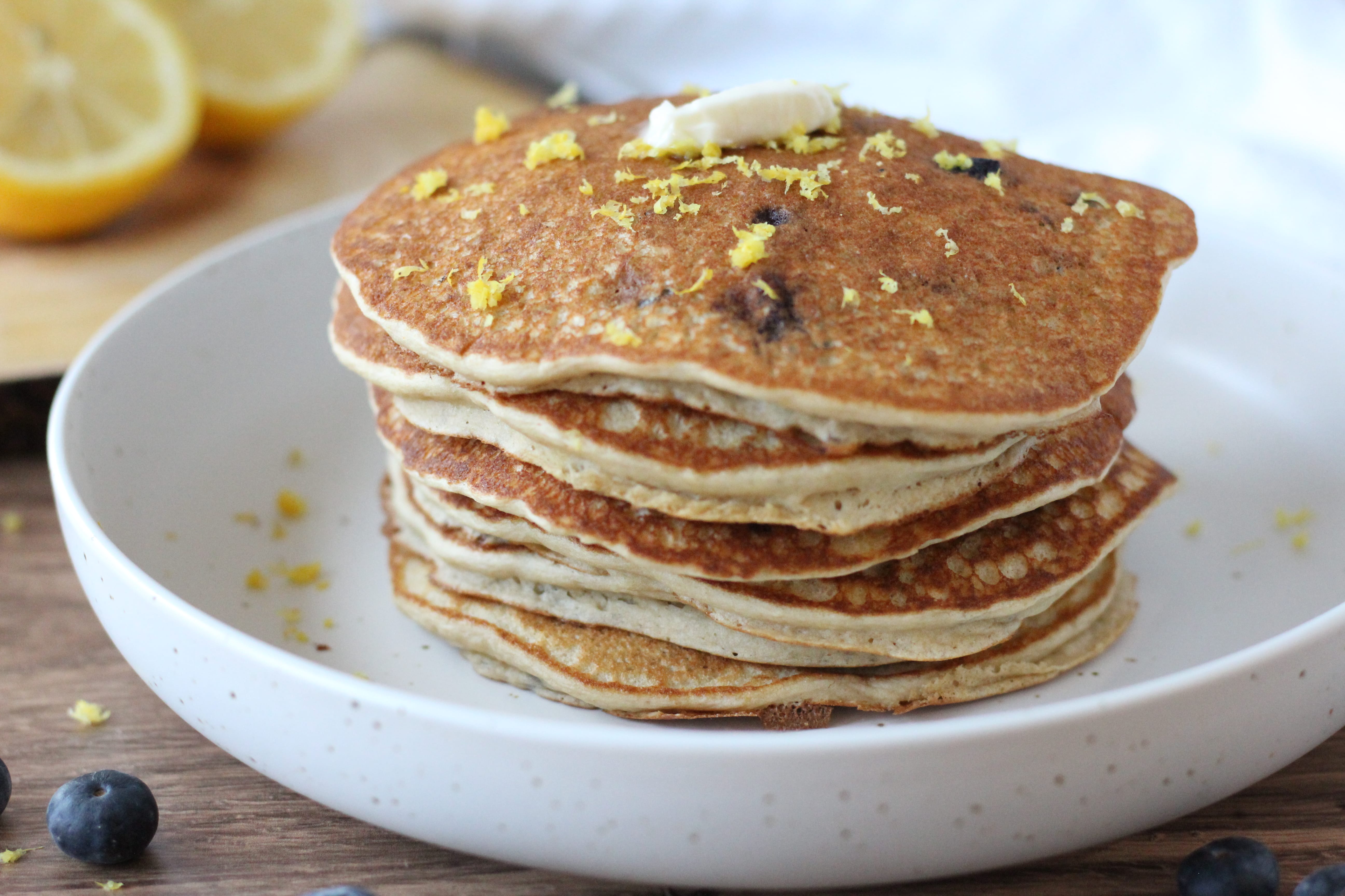Blueberry lemon pancake stack