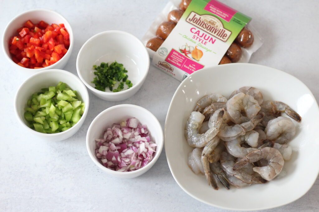 Ingredients for creamy shrimp & grits