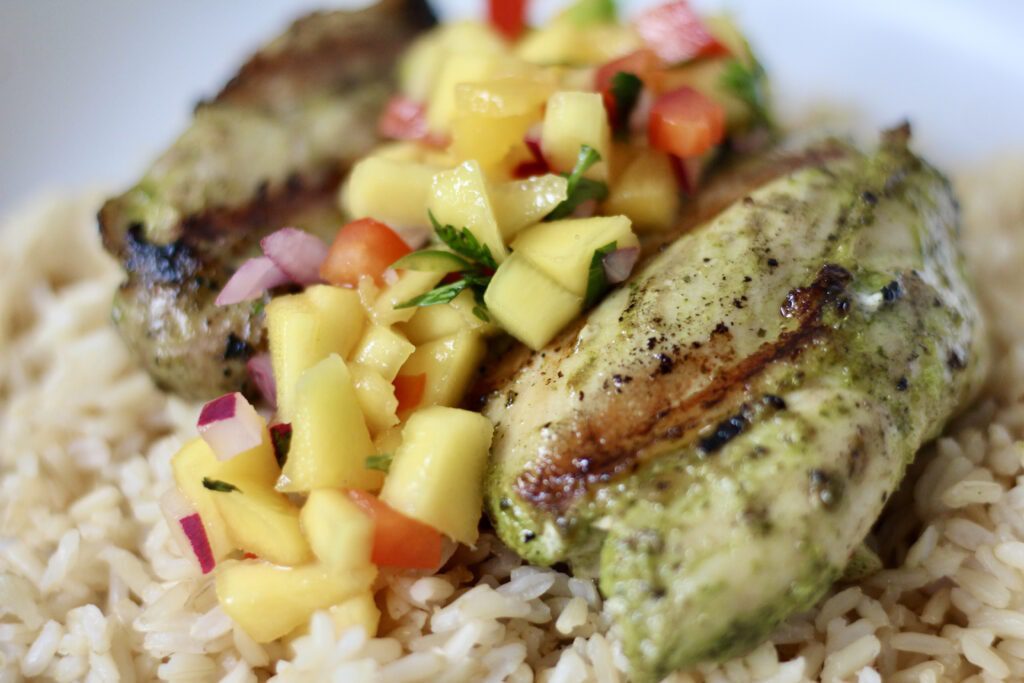 Grilled chicken close up