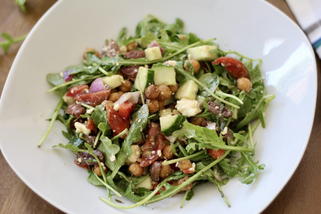 Chickpea salad up close