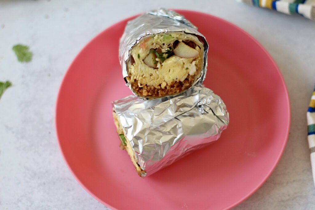 Breakfast burrito wrapped