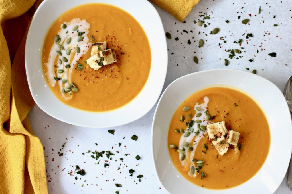 Roasted Butternut squash and red pepper soup