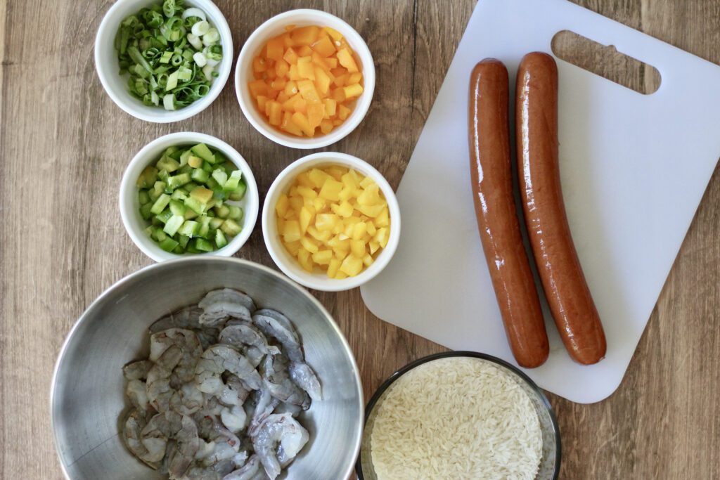 Ingredients for Cajun Shrimp & Sausage Skillet