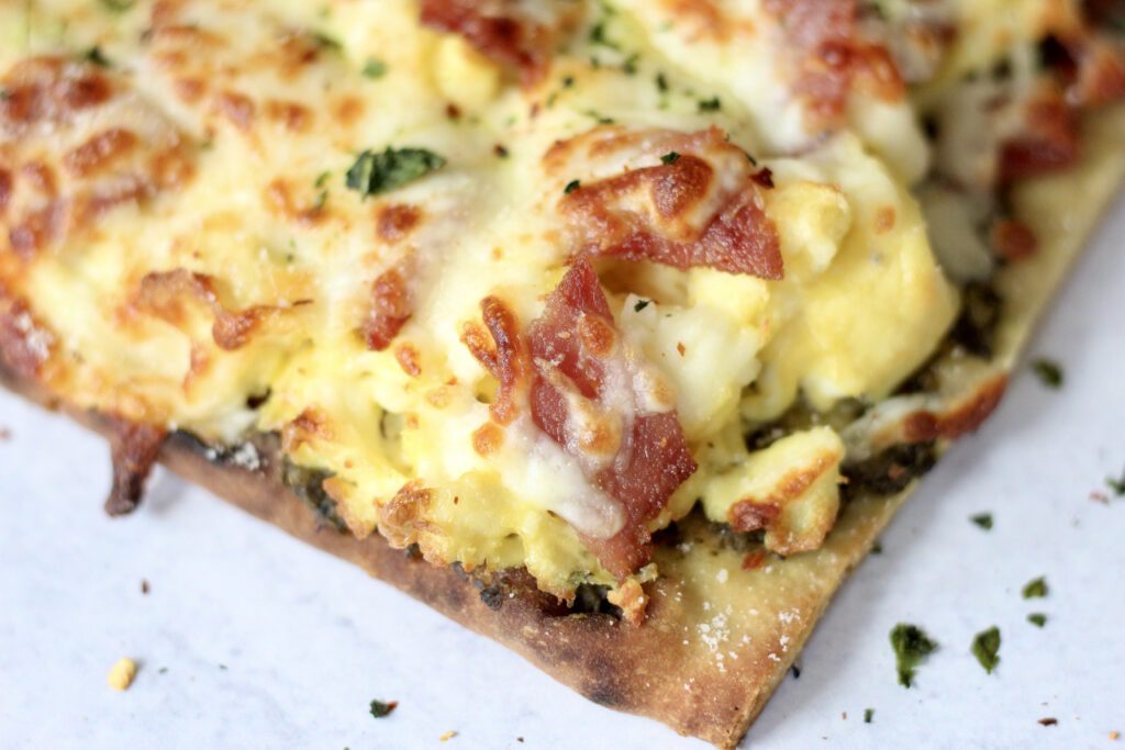 Pesto, Eggs, Turkey Bacon & Cheese