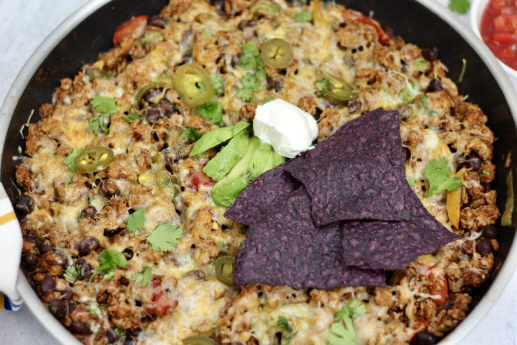 Easy Cheesy Turkey Taco Skillet Bake