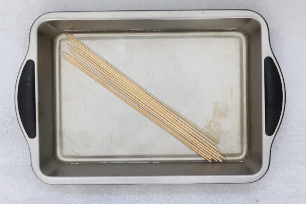 Soaked bamboo skewers