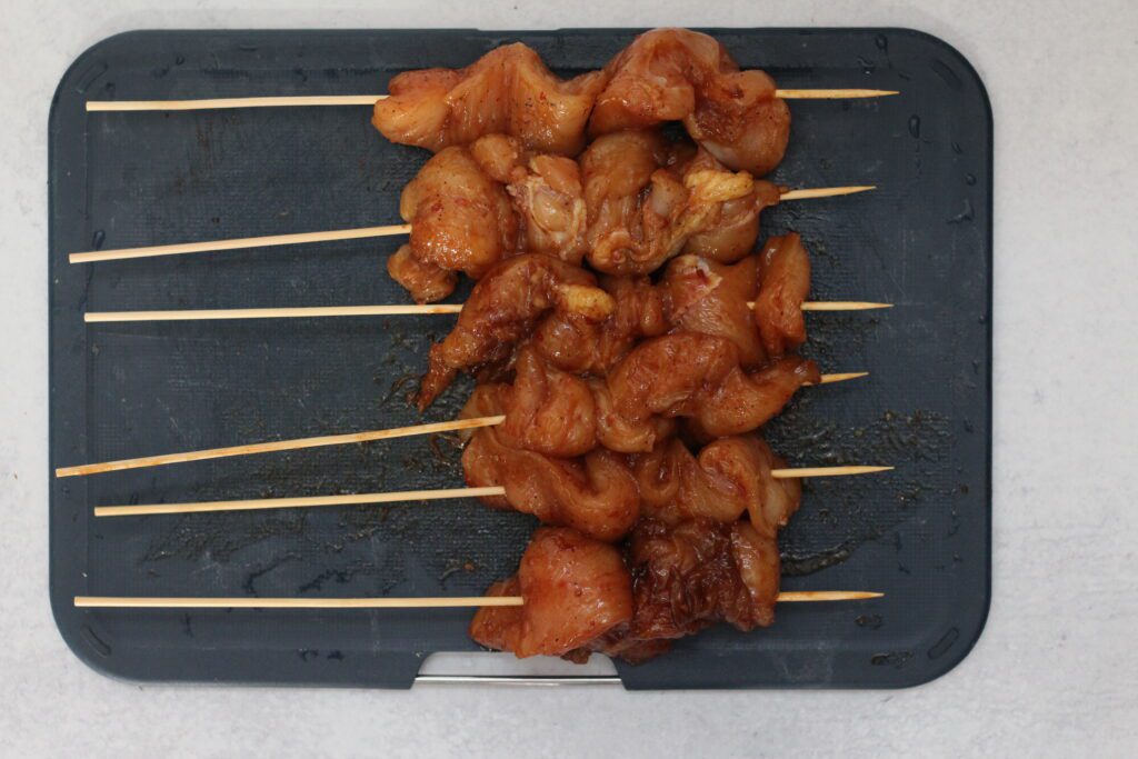Marinated teriyaki chicken skewers