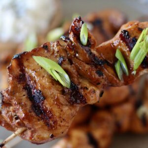 Individual teriyaki chicken skewer