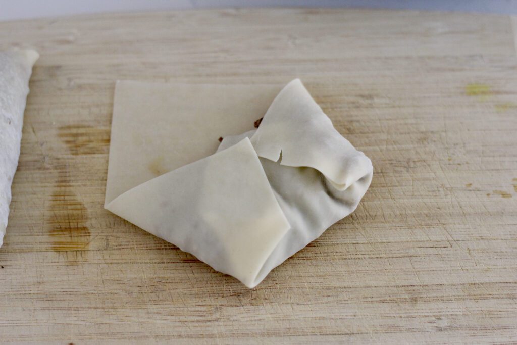 Wrapping Egg rolls step 3