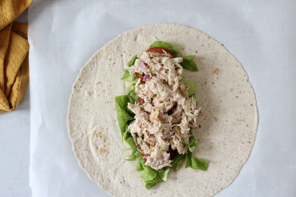 Tortilla wrap with chicken salad