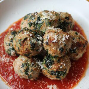 Ground Turkey Meatballs with Spinach