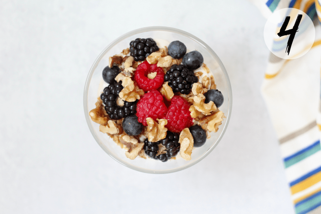Top with fruit and nuts