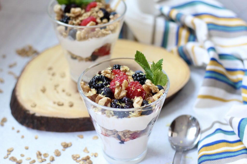 Berry Greek Yogurt Parfait Overhead