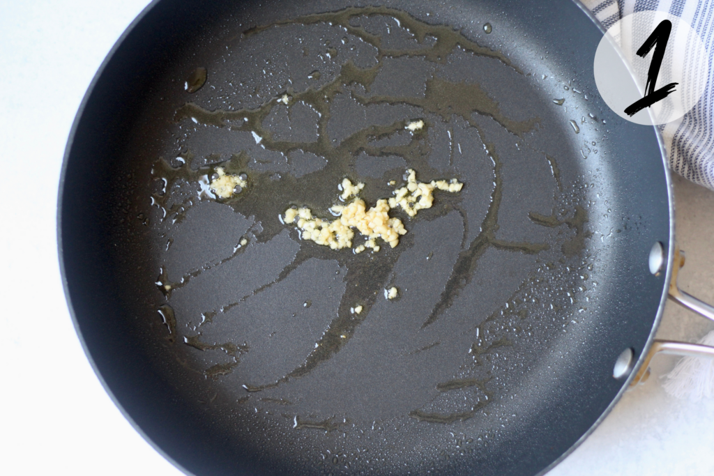 Saute garlic in pan