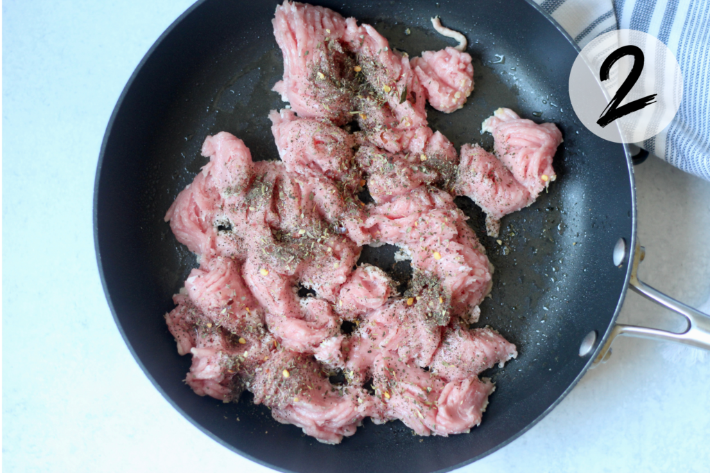 Brown ground turkey and add spices