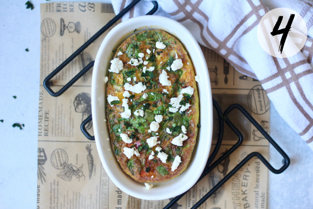 Frittata topped with Feta Cheese