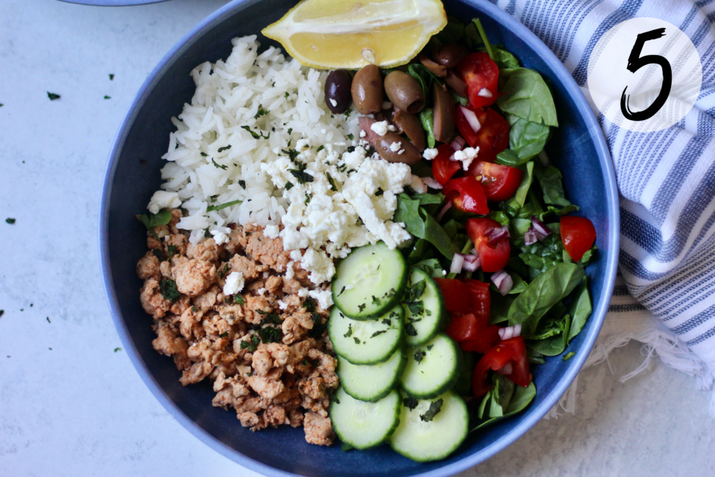 Build greek meal prep turkey bowls
