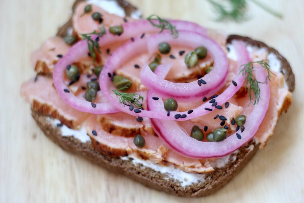 Salmon Toast Garnished