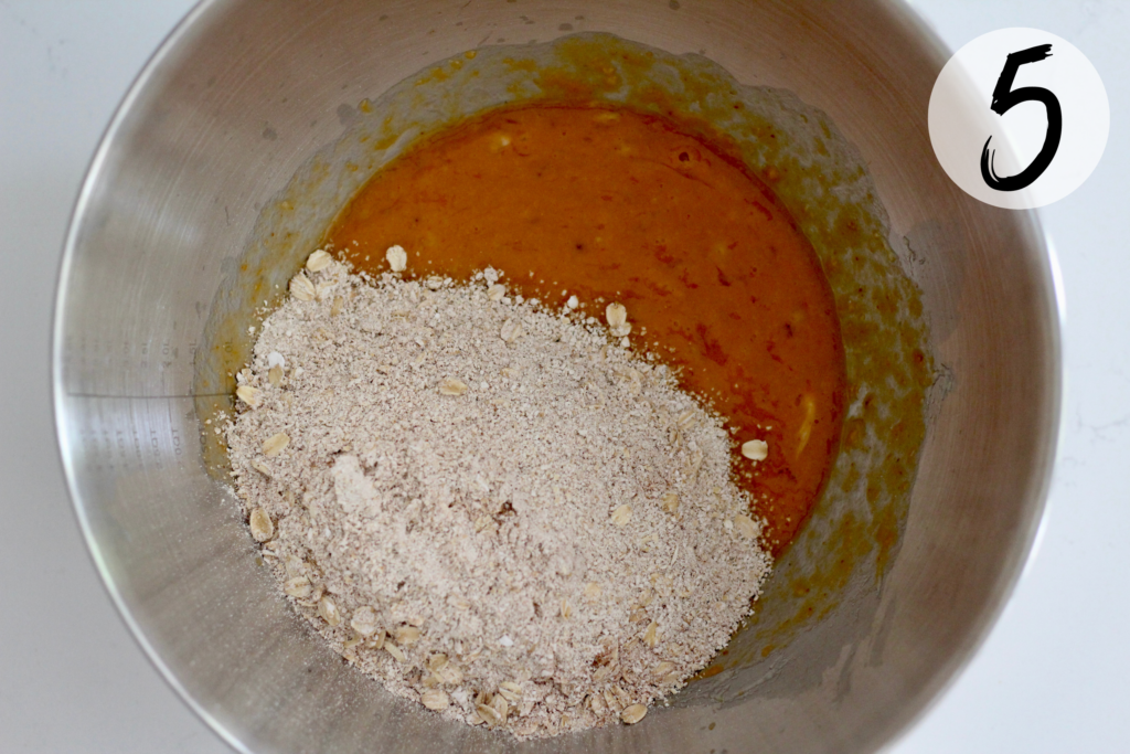 Mix wet and dry ingredients