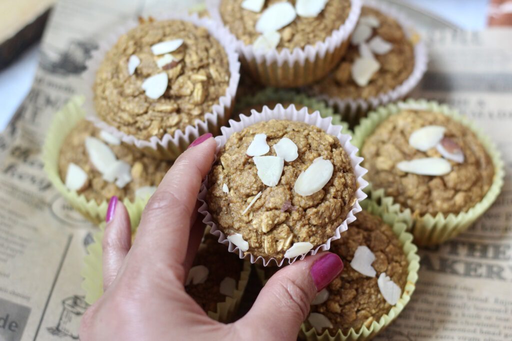 Muffins with Almonds Up Close