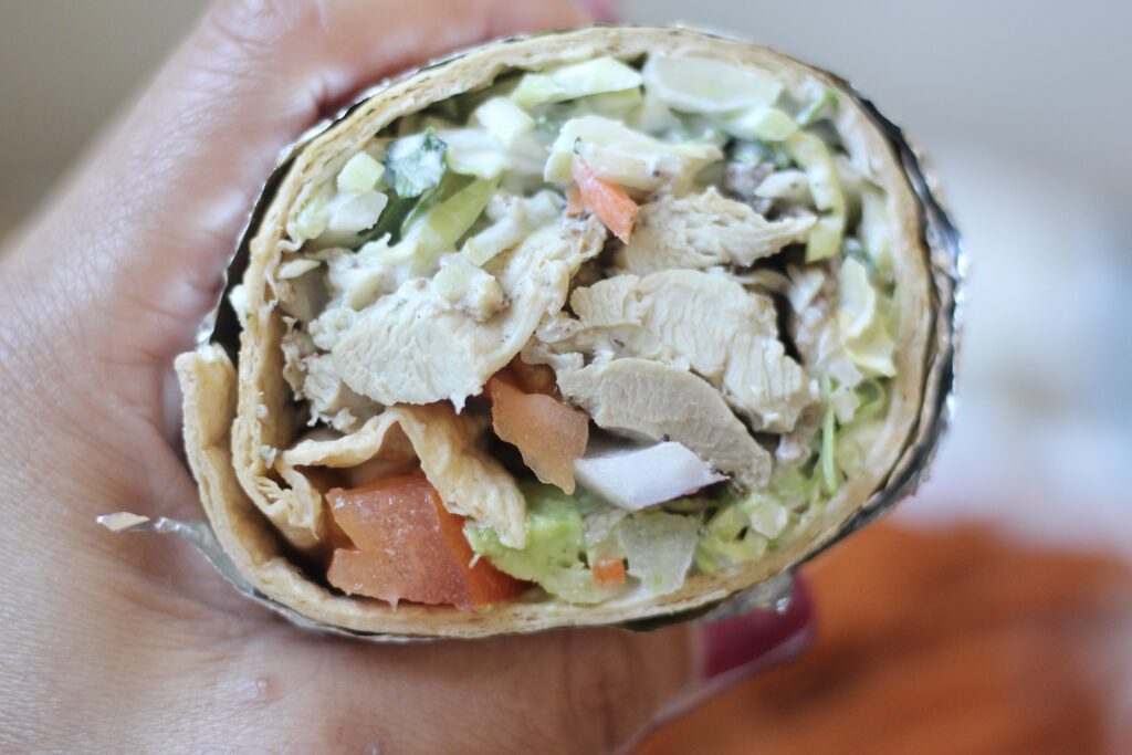 Jerk Chicken Wrap Held
