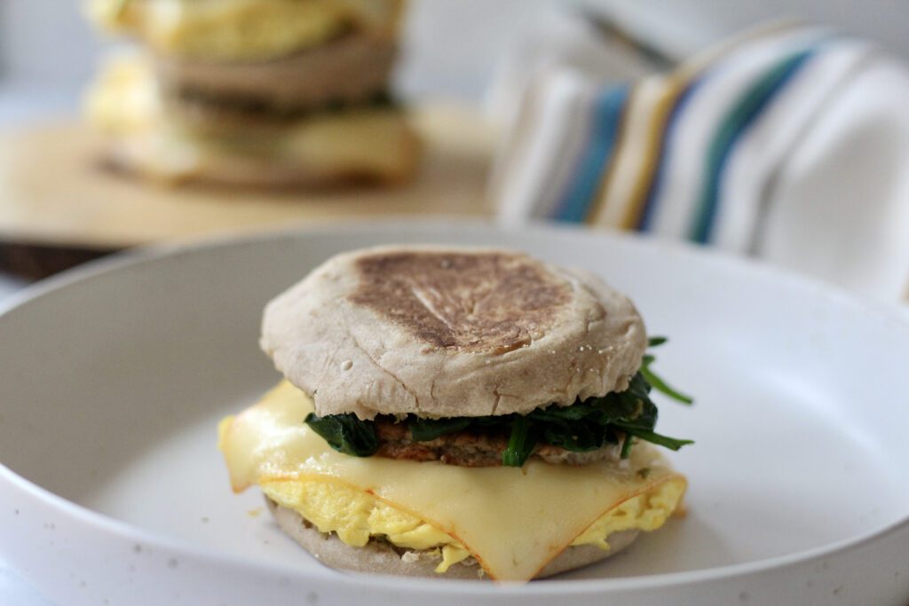 High Protein Turkey Sausage Breakfast Sandwich