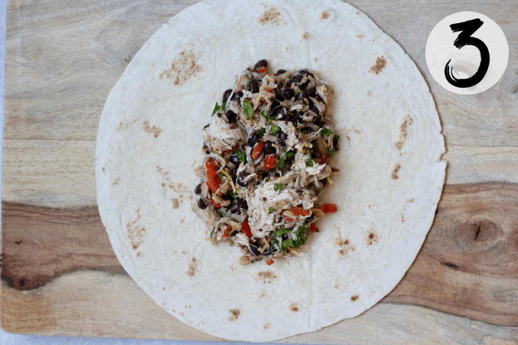 Scoop mixture onto tortilla