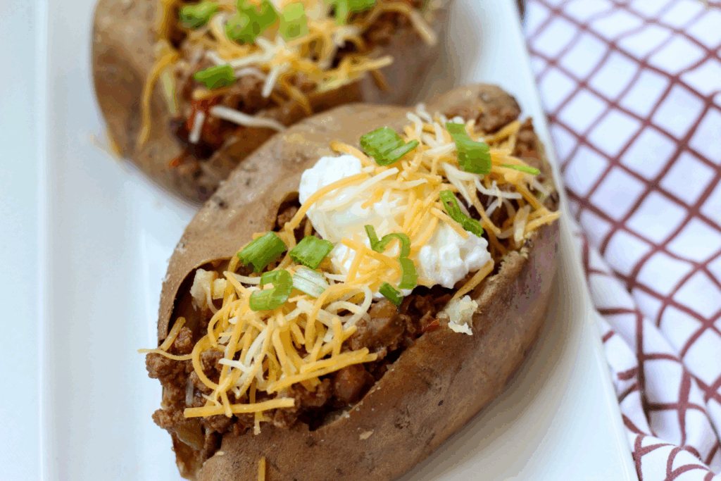 Chili Stuffed Sweet Potatoes