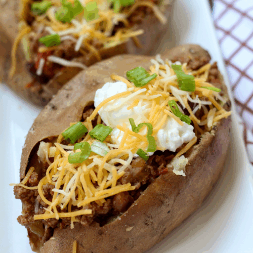 Chili Stuffed Sweet Potatoes