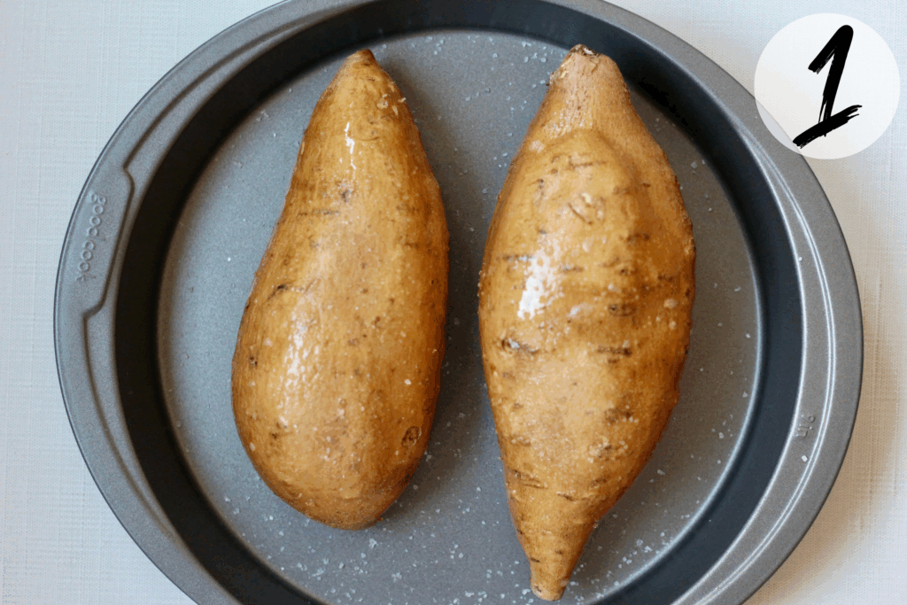 Rub with olive oil, sprinkle with kosher salt
