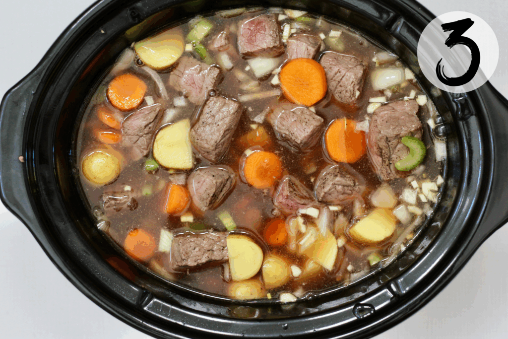 Pour in beef stock