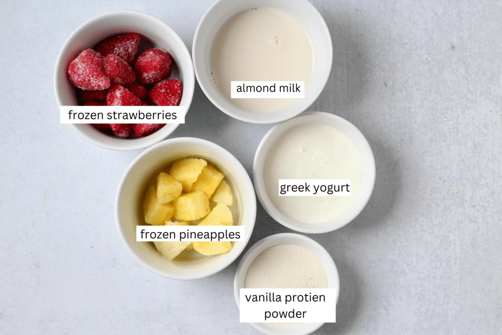 Ingredients for Strawberry Pineapple Smoothie
