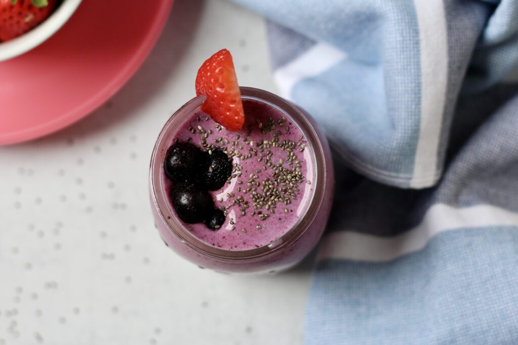 High Protein Strawberry Blueberry Smoothie