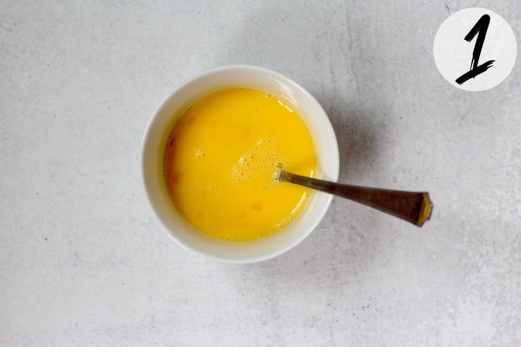 Mix eggs + egg whites