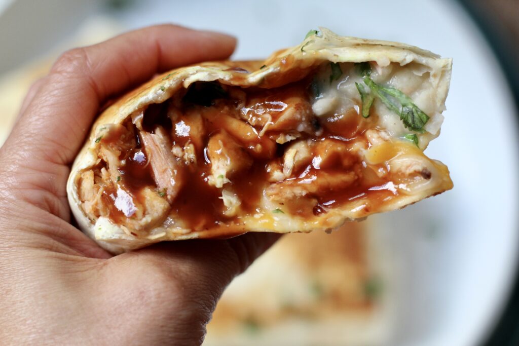 Crispy BBQ Chicken Wraps Held
